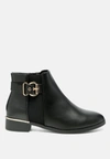 London Rag Frothy Buckled Ankle Boots With Croc Detail In Black