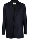 Ami Alexandre Mattiussi Pinstriped Single-breasted Blazer In Night Blue/ivory