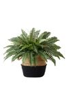 Nearly Natural 23in Artificial Boston Fern Plant With Handmade Basket Diy Kit In Green