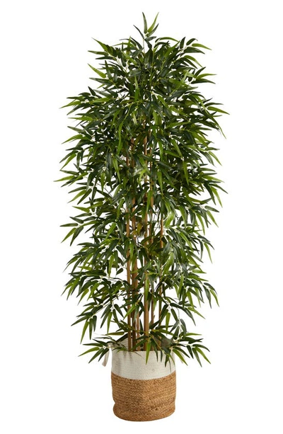 Nearly Natural 6ft Artificial Bamboo Tree With Handmade Basket In Green