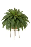 Nearly Natural 32" Artificial Boston Fern Plant With Metal Planter With Stand Diy Kit In Green