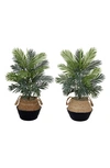 Nearly Natural Set Of Two 3ft Artificial Areca Palm Trees With Handmade Basket Diy Kit In Green
