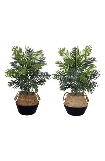 Nearly Natural Set Of Two 3ft Artificial Areca Palm Trees With Handmade Basket Diy Kit In Green