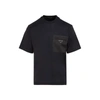 Prada Cotton T-shirt With Nylon Pocket In Black