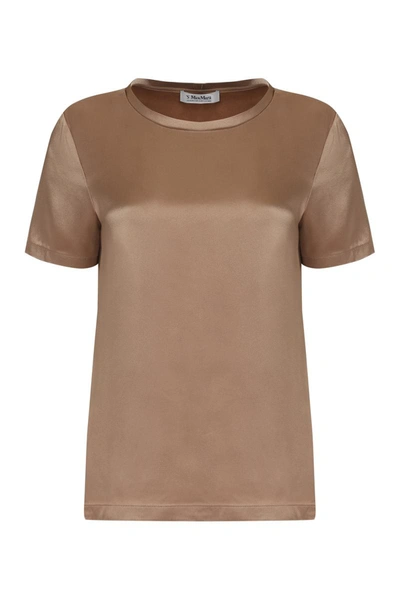 's Max Mara Viscose Blend Satin T-shirt In Braun