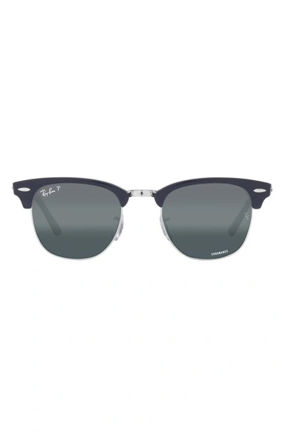 Ray Ban Clubmaster 51mm Polarized Square Sunglasses In Silver