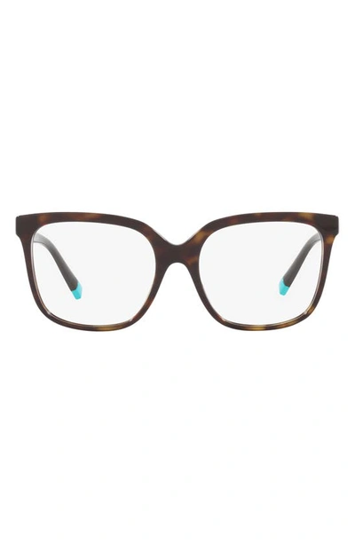 Tiffany & Co 54mm Square Optical Glasses In Havana