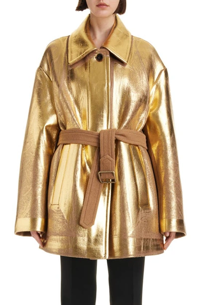 Dries Van Noten Vendals Metallic Wool-blend Jacket In Gold