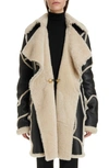 CHLOÉ PATCHWORK LEATHER & GENUINE SHEARLING COAT