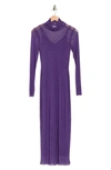 Afrm Marni Embellished Long Sleeve Mesh Midi Dress In Royal Purple