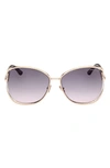 Tom Ford Cut-out Metal & Acetate Butterfly Sunglasses In Shiny Rose Gold Black / Smoke