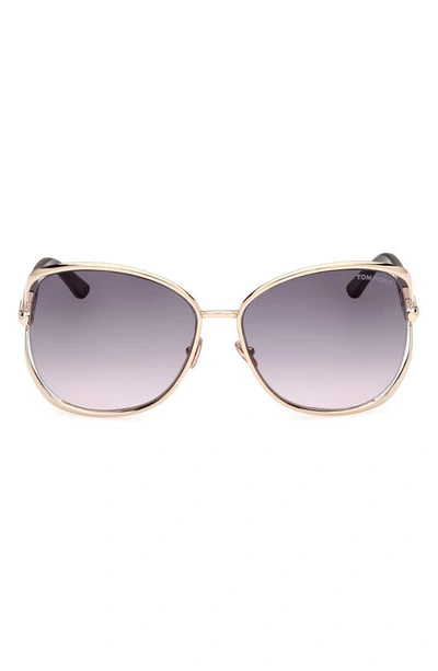 Tom Ford Cut-out Metal & Acetate Butterfly Sunglasses In Rose Gold Black Gradient