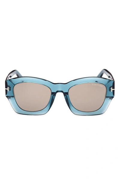 Tom Ford Guilliana Sunglasses In Shiny Transparent Aqua & Roviex