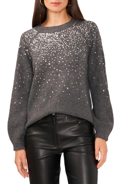 Vince Camuto Sequin Crewneck Jumper In Med Hthr Grey