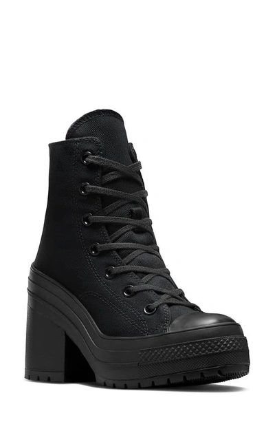 Converse Chuck 70 De Luxe Heel Platform Sneaker In Black/ Black/ Black