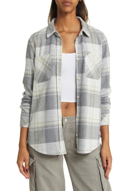 Thread & Supply Plaid Knit Shacket In White