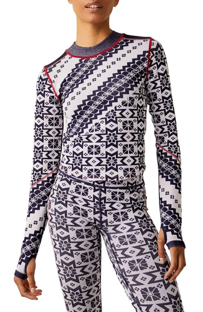 Fp Movement Myoko Jacquard Layer T-shirt In Midnight Navy Combo