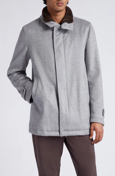 Herno Cashmere Parka Coat In Silver