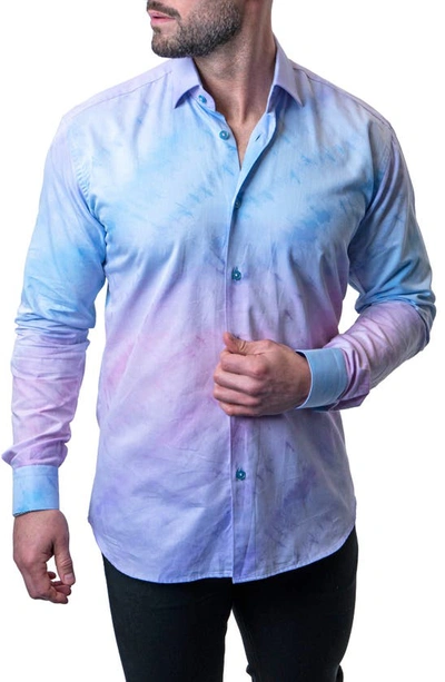 Maceoo Fibonacci Liter Multi Contemporary Fit Button-up Shirt In Blue Multi