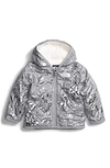 The North Face Babies' Shady Glade Reversible Water Repellent Hooded Jacket In Meld Grey Nature Metallic