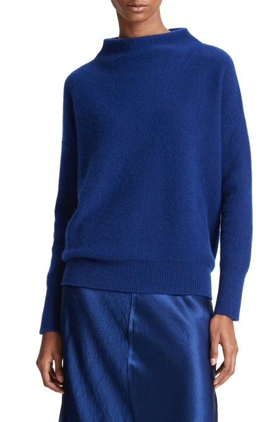 Vince Boiled Cashmere Funnel Neck Sweater In Caspian