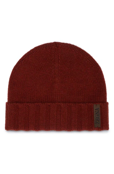 Zegna Oasi Cashmere Beanie In Rouge