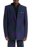 BURBERRY CHECK DOUBLE BREASTED VIRGIN WOOL SPORT COAT