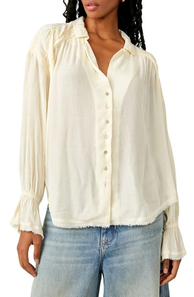 Free People Women's Olivia Knotted Blouse In Vanilla Ice Cream