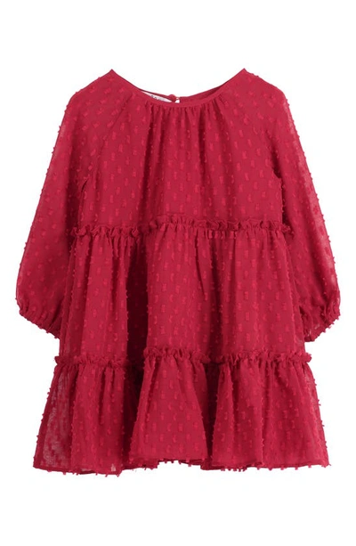 Pippa & Julie Babies' Clip-dot Tiered Dress In Red