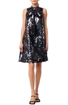 CIEBON CIEBON ANITA BOW PAILLETTE SEQUIN SLEEVELESS MINI SHIFT DRESS