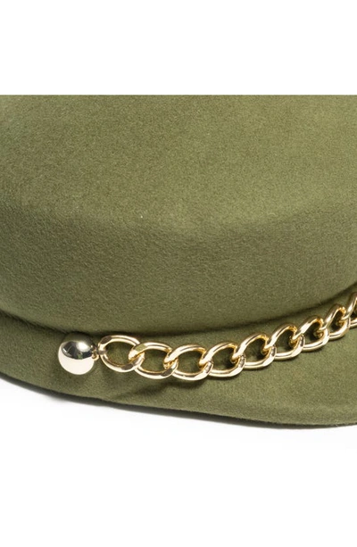 Eugenia Kim Sabrina Chain-trimmed Wool-felt Cap In Olive