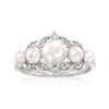 Ross-simons 3-6.5mm Cultured Pearl Ring With . Diamonds In Sterling Silver In White