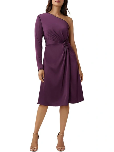 Aidan Mattox Womens Twist Front Midi Cocktail And Party Dress In Purple