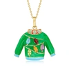 ROSS-SIMONS MULTI-GEMSTONE CHRISTMAS SWEATER PENDANT NECKLACE IN 18KT GOLD OVER STERLING