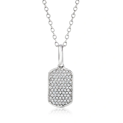 Rs Pure By Ross-simons Diamond Mini Dog Tag Pendant Necklace In Sterling Silver