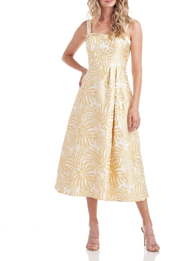 Kay Unger Womens Jacquard Sleeveless Cocktail And Party Dress In Beige