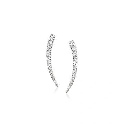 Rs Pure By Ross-simons Diamond Curved Earrings In 14kt Yellow Gold In Silver