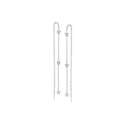 Rs Pure By Ross-simons Diamond Star Station Threader Earrings In Sterling Silver