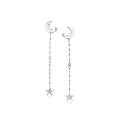 Rs Pure By Ross-simons Diamond Celestial Drop Earrings In Sterling Silver