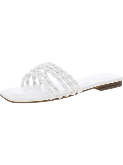 Bandolino Soyou 3 Womens Faux Leather Braided Slide Sandals In White