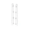 Ross-simons Diamond Station Threader Earrings In Sterling Silver In White