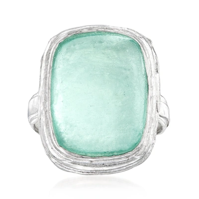 Ross-simons Green Roman Glass Ring In Sterling Silver In White