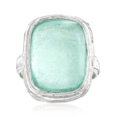 Ross-simons Green Roman Glass Ring In Sterling Silver