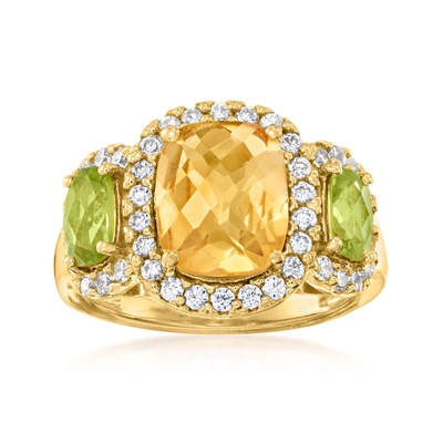 Ross-simons Citrine Ring With Peridots And . White Zircon In 18kt Gold Over Sterling In Yellow