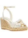 STUART WEITZMAN PLAYA WOMENS LEATHER KNOT-FRONT WEDGE SANDALS