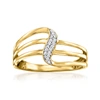 Ross-simons Diamond Wave Ring In 18kt Yellow Gold In Silver