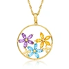 ROSS-SIMONS MULTI-GEMSTONE FLORAL PENDANT NECKLACE IN 18KT GOLD OVER STERLING