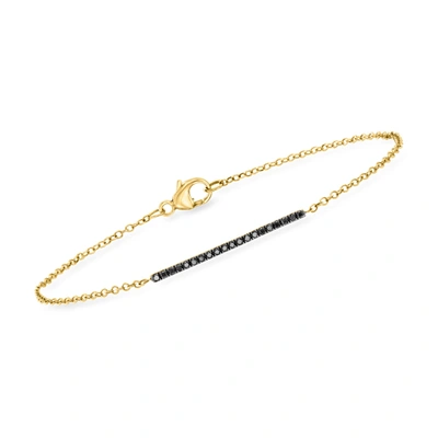 Rs Pure By Ross-simons Black Diamond Bar Bracelet In 14kt Yellow Gold