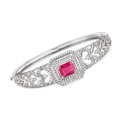 Ross-simons Ruby And Diamond Bangle Bracelet In Sterling Silver In Red