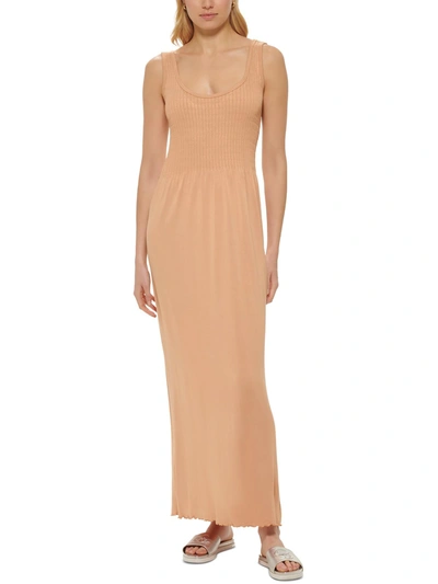 Dkny Womens Summer Slub Maxi Dress In Beige